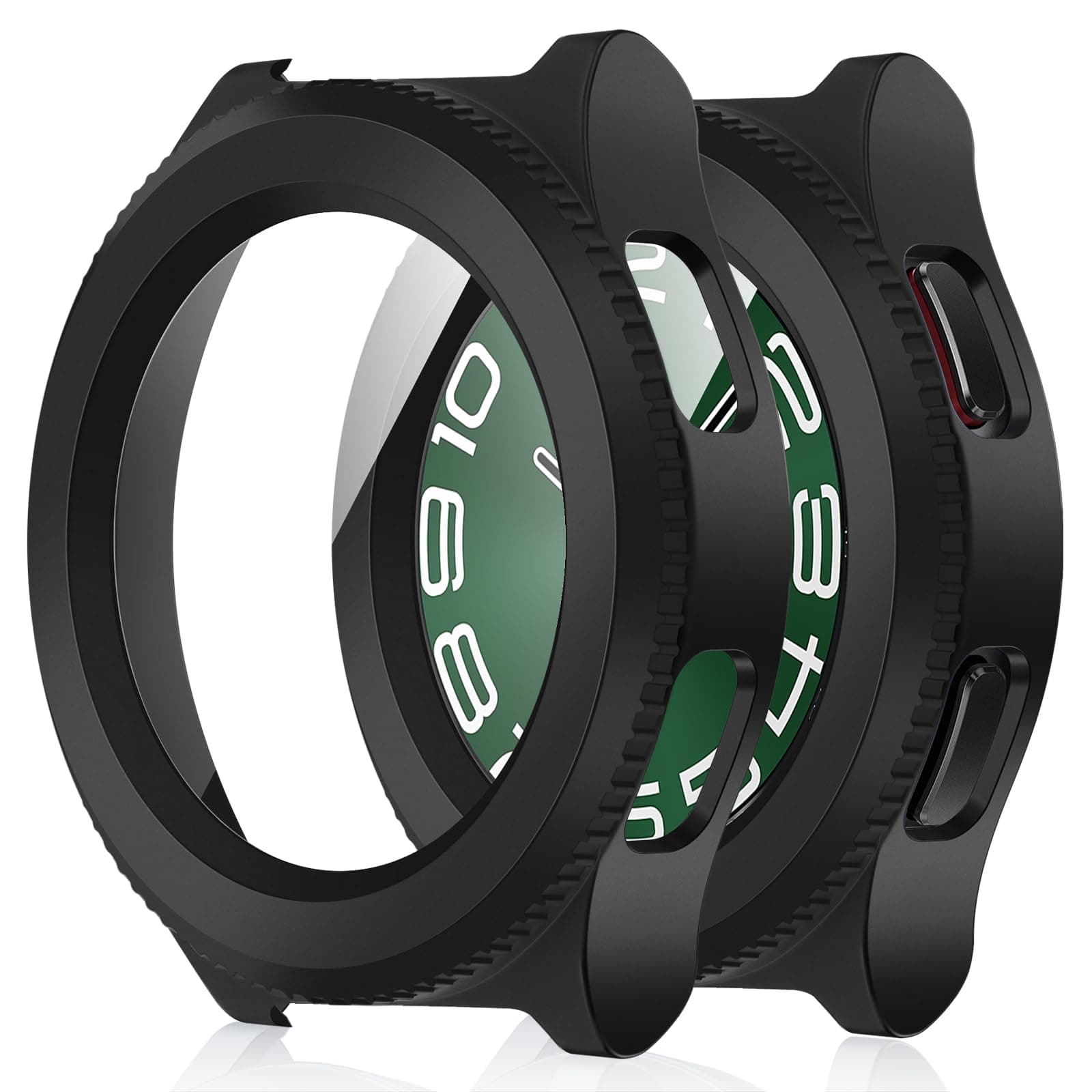 Amizee 2 Pack Screen Protector Case Compatible with Samsung Galaxy Watch 6 Case 43mm, with Built-in Screen Protector Hard PC Ultra Thin Anti-Scratch Protective Cover (Black/Clear)