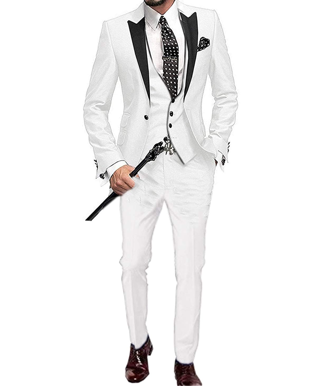 Slim Fit Business Mens Suit 3 Piece Formal Blazer Tux Vest & Trousers Tuxedos