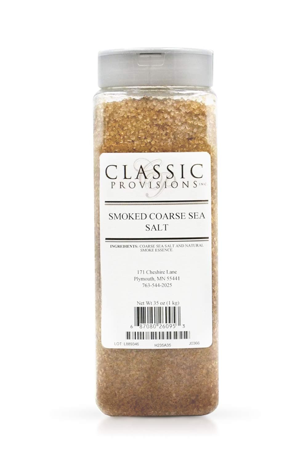 Classic Provisions Spices, Smoked Coarse Sea Salt - 35oz Shaker - Ideal for Spice Blends, Meat Rubs, Soup, Vegetables and more