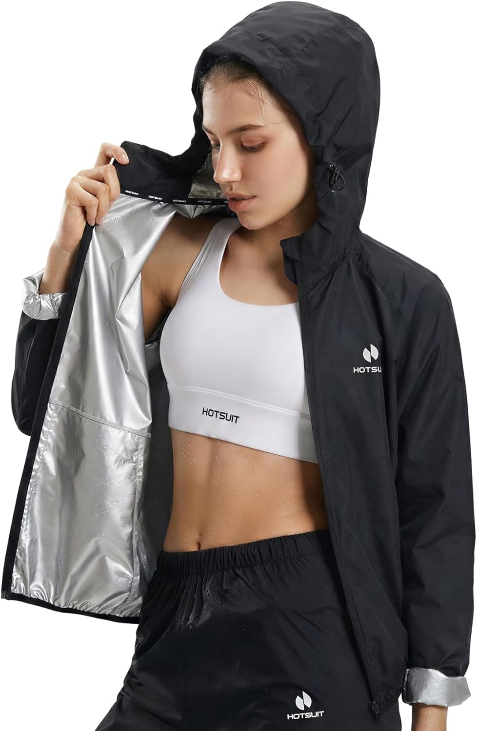 HOTSUIT Sauna Suit Women Machine Washable Sweat Sauna Jacket Pants Anti Rip Sweat Suits for Gym Workout