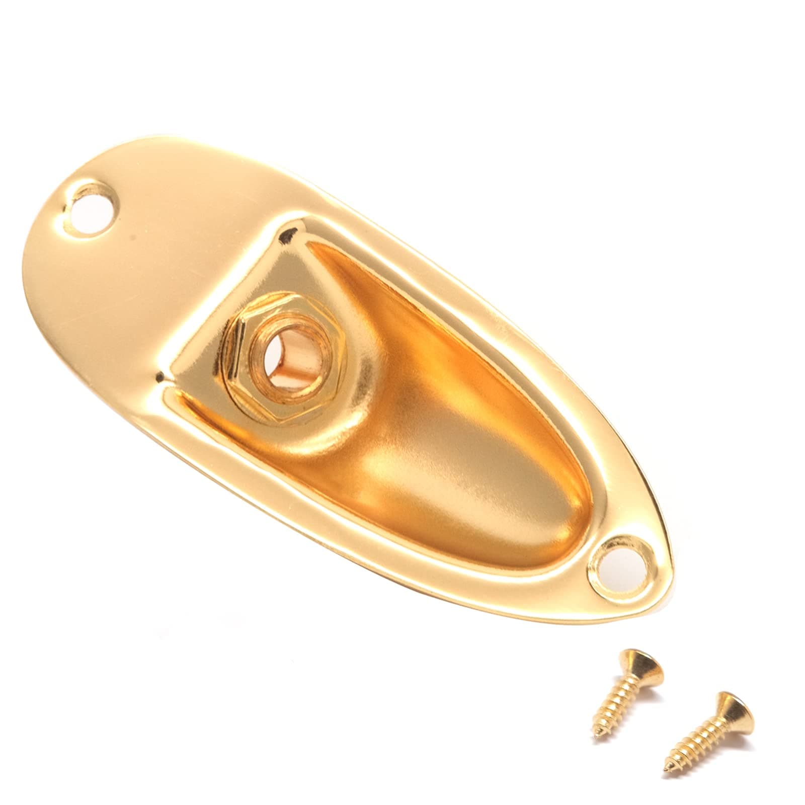 harpfeas Guitar Input Jack Socket Plate Output Loaded Boat Style 1/4 Inch for Fender Stratocaster Strat St Mono Electric Guitar (Gold)