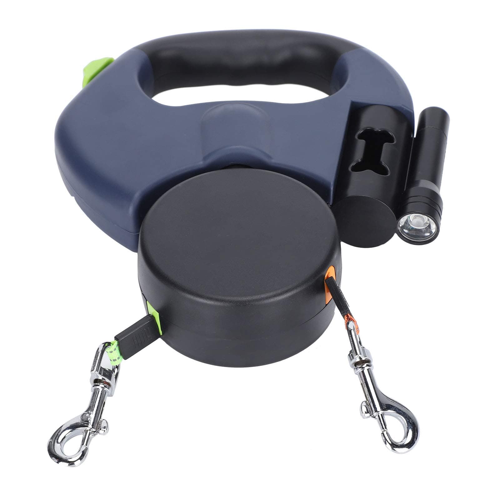 BHDK Dog Leash, Ergonomic Dual Pet Leash, Retractable with LED Flashlight 360° Rotation Walking Training Equipment Double Headed for Medium Dogs Small Dogs