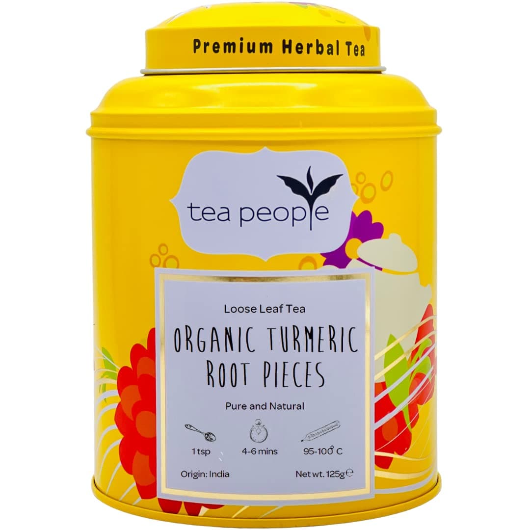 Tea People Organic Turmeric Root Pieces, 125 g Loose Leaf Tea in Tin Caddy