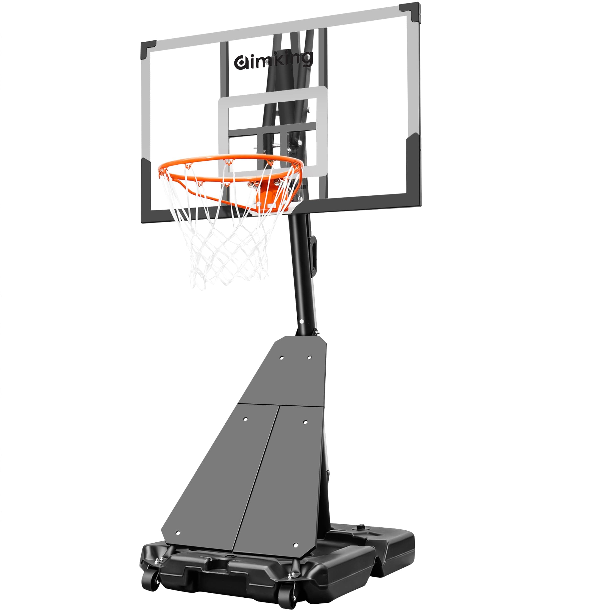 Aimking Basketball Hoop Outdoor System with 44 Inch Shatterproof Backboard, 4.8FT-10FT Height Adjustable Basketball Goal System for Youth/Teens/Adults Indoor Outdoor Pool