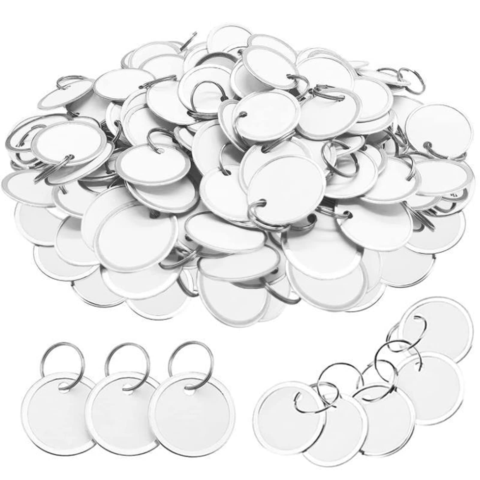 180 Pieces Metal Rim Tags Key Tags Round Paper Tags with Metal Rings for Car Keys and Door Keys,White