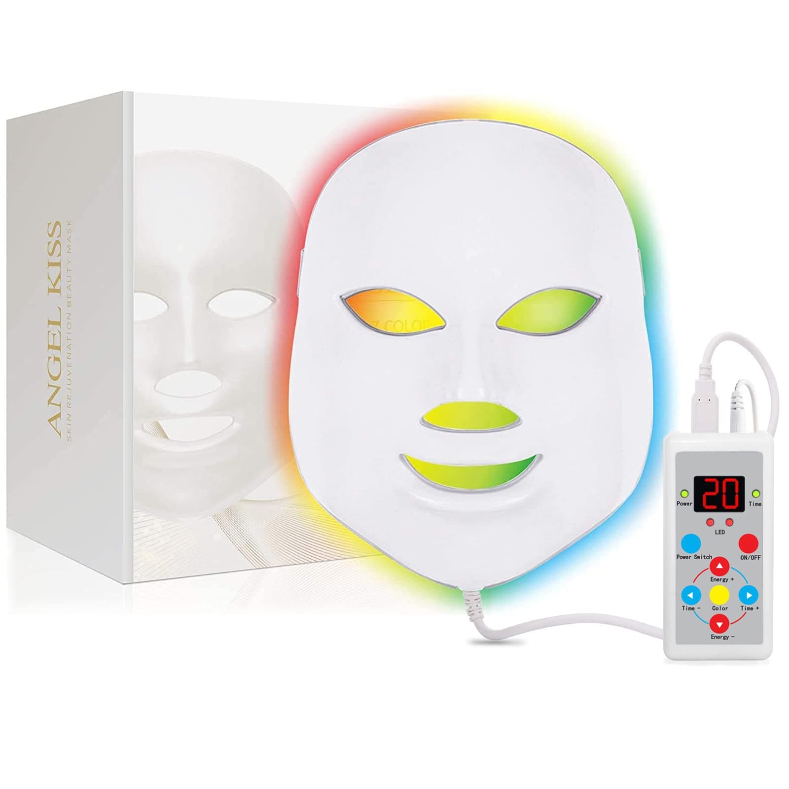 Facial Care Led Mask - LED Photon Therapy Red Blue Green Light Treatment Rejuvenation Photodynamics Mask Daily Beauty Skin Care for Home Use