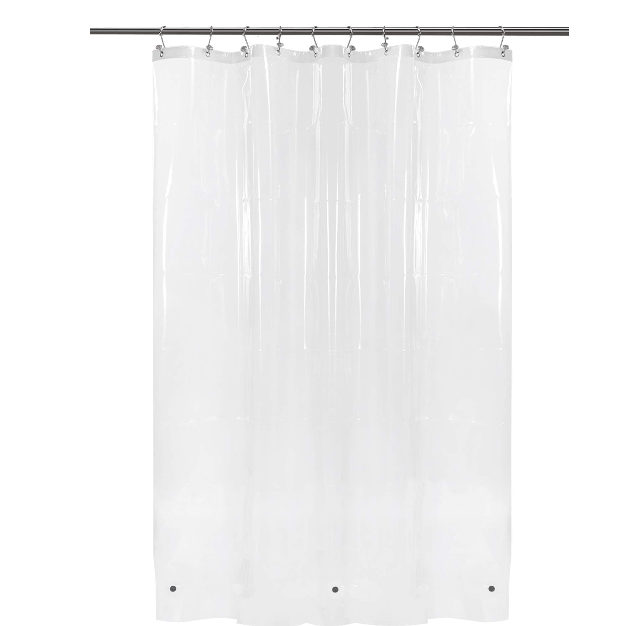 幅54インチ ストールシャワーカーテンライナー マグネット3個付き - PEVA 防水 PVCフリー メタルグロメット クリア 54x72