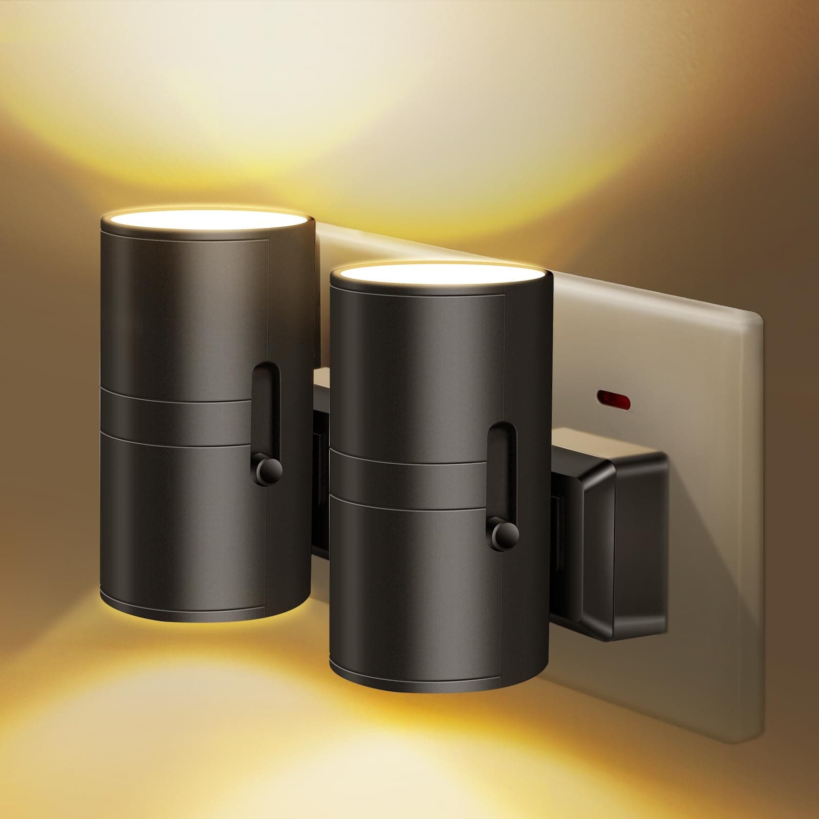 Night Light 3000K, 2 Pack Modern LED Night Light Plug in Wall with Smart Light Sensor, 0-100LM Adjustable Brightness, Dimmable Night Lamp for Bedroom, Hallway, Stair, Bathroom, Laundry, Corridor