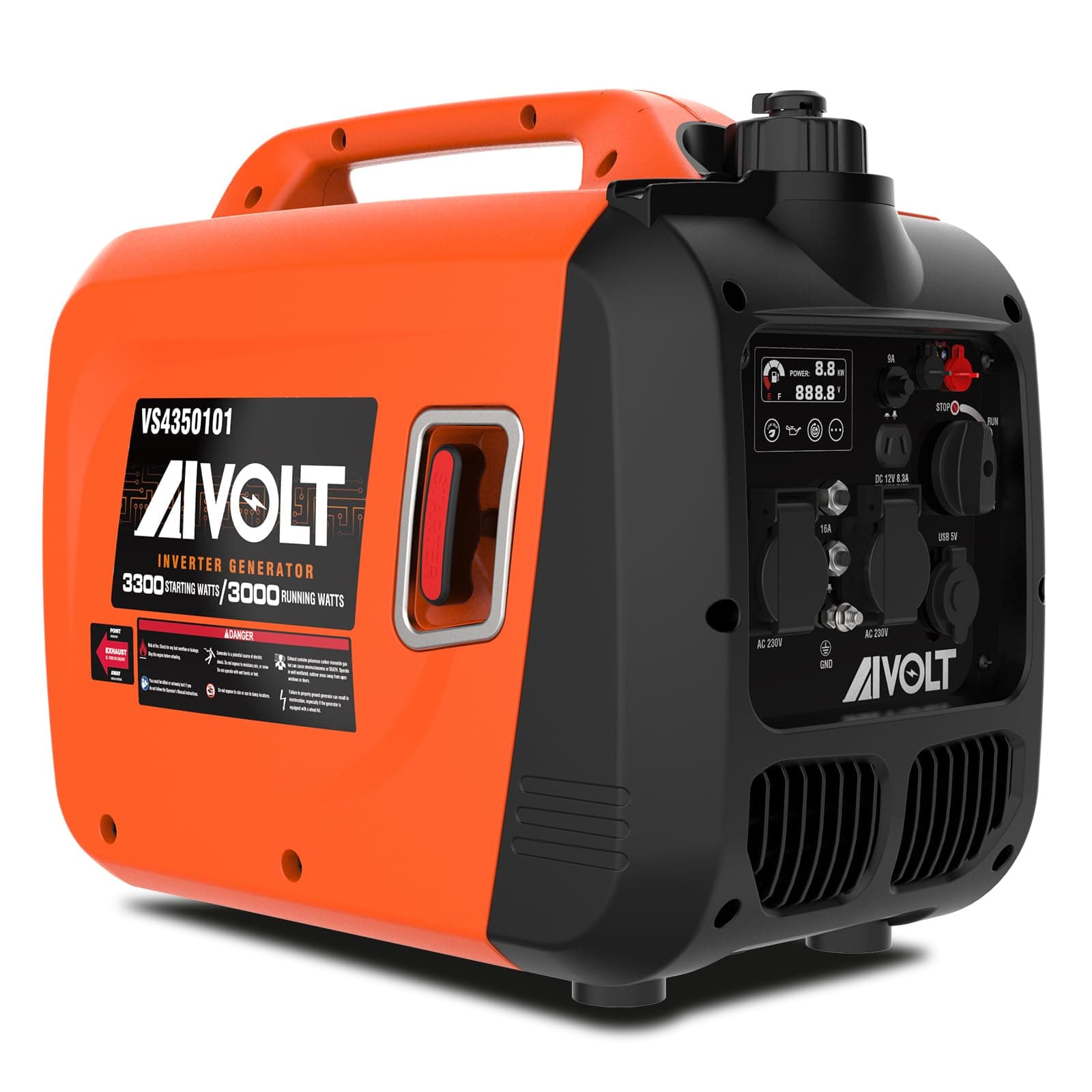AIVOLT 3300W Petrol Inverter Generator 4 Stroke Portable Generator for Camping, Jobsites - Pure Sine Wave, Ultra Quiet-149cc Engine, 4.2L Fuel Tank