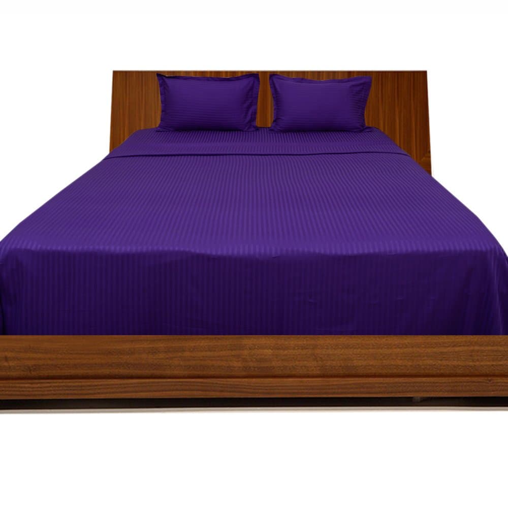 RoyalLinens EU King Ikea 400TC Purple Stripe Georgeous 4PCs WaterBed Sheet Stripe (Pocket Size: 30 inches)