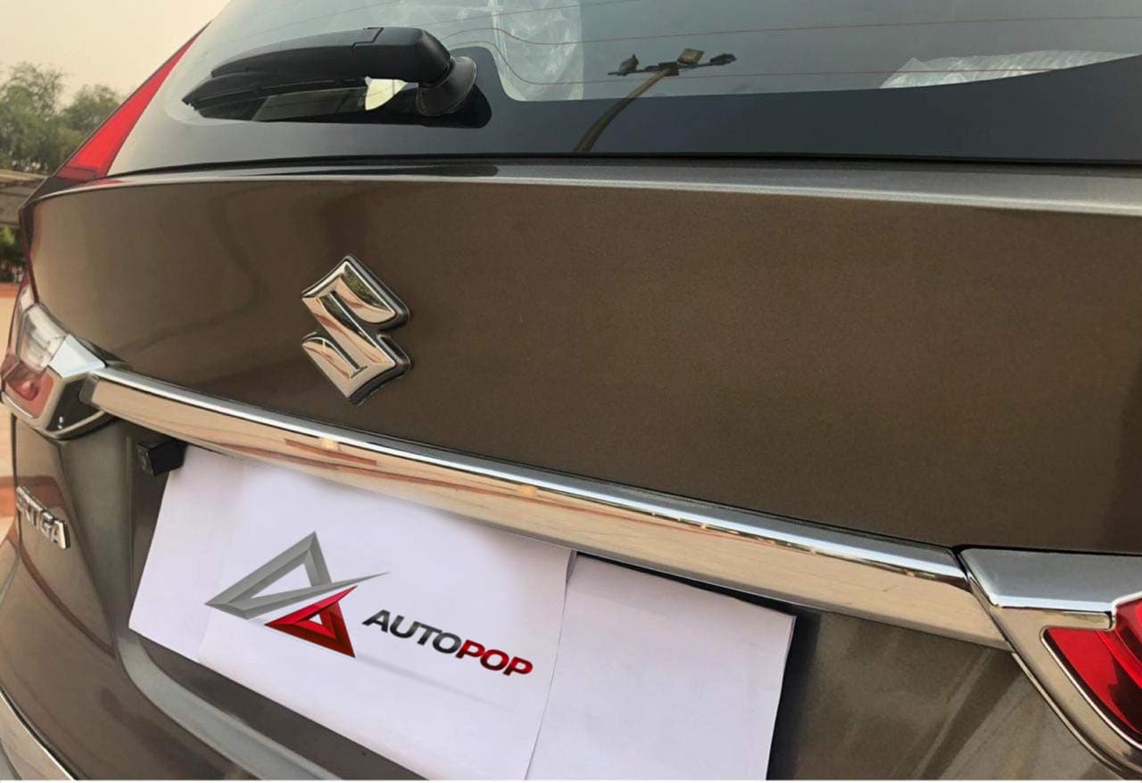 AutoPop Imported Chrome Rear Trunk Steamer Dicky Number Plate Bezel Garnish for Maruti Suzuki Ertiga (Current gen)