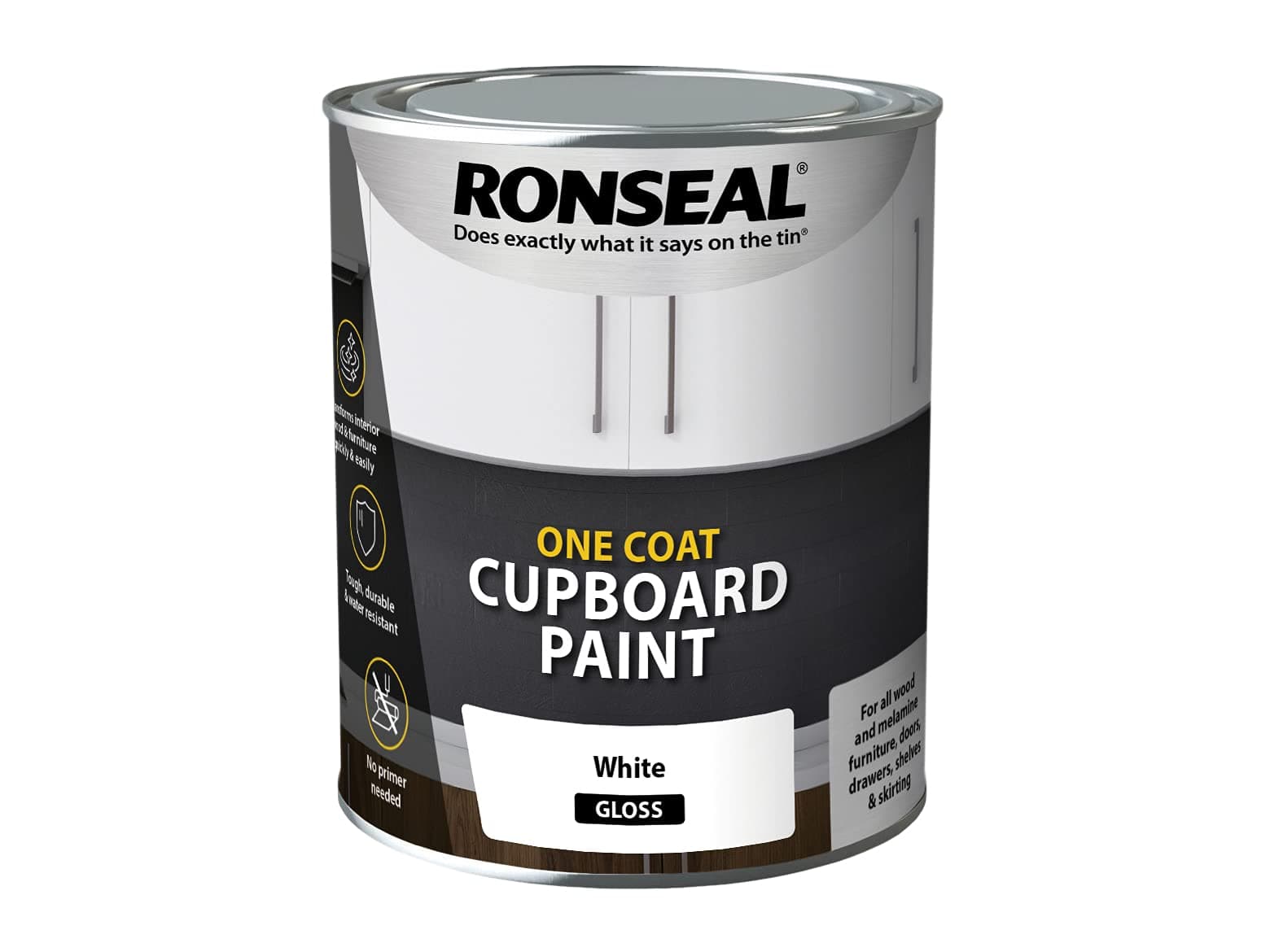 RONSEAL One Coat Cupboard Paint White Gls 750ml,RSLOCCWG750