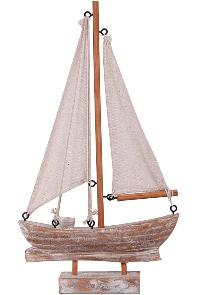 Wooden Sailboat Model Decoration, Mini Wood Sailing Boat Ship Model Handmade Rustic Vintage Beach Nautical Ocean Theme Sailboat Decor 10.75 x 6 x 1.5 Inches (Wood Sail Boat B)