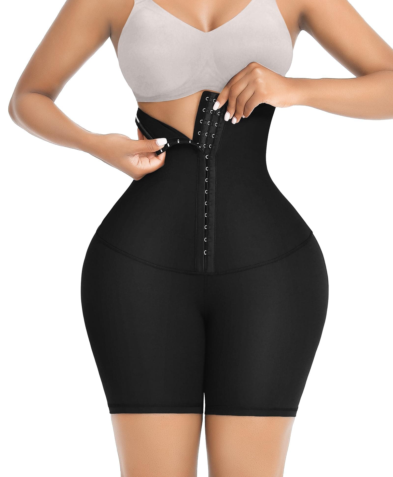 FeelinGirlHigh Waist Shapewear for Women Tummy Control Thigh Slimmer Body Shaping Underwear Hook and Eye Butt Lifter Leggings with Pockets Black S-3XL