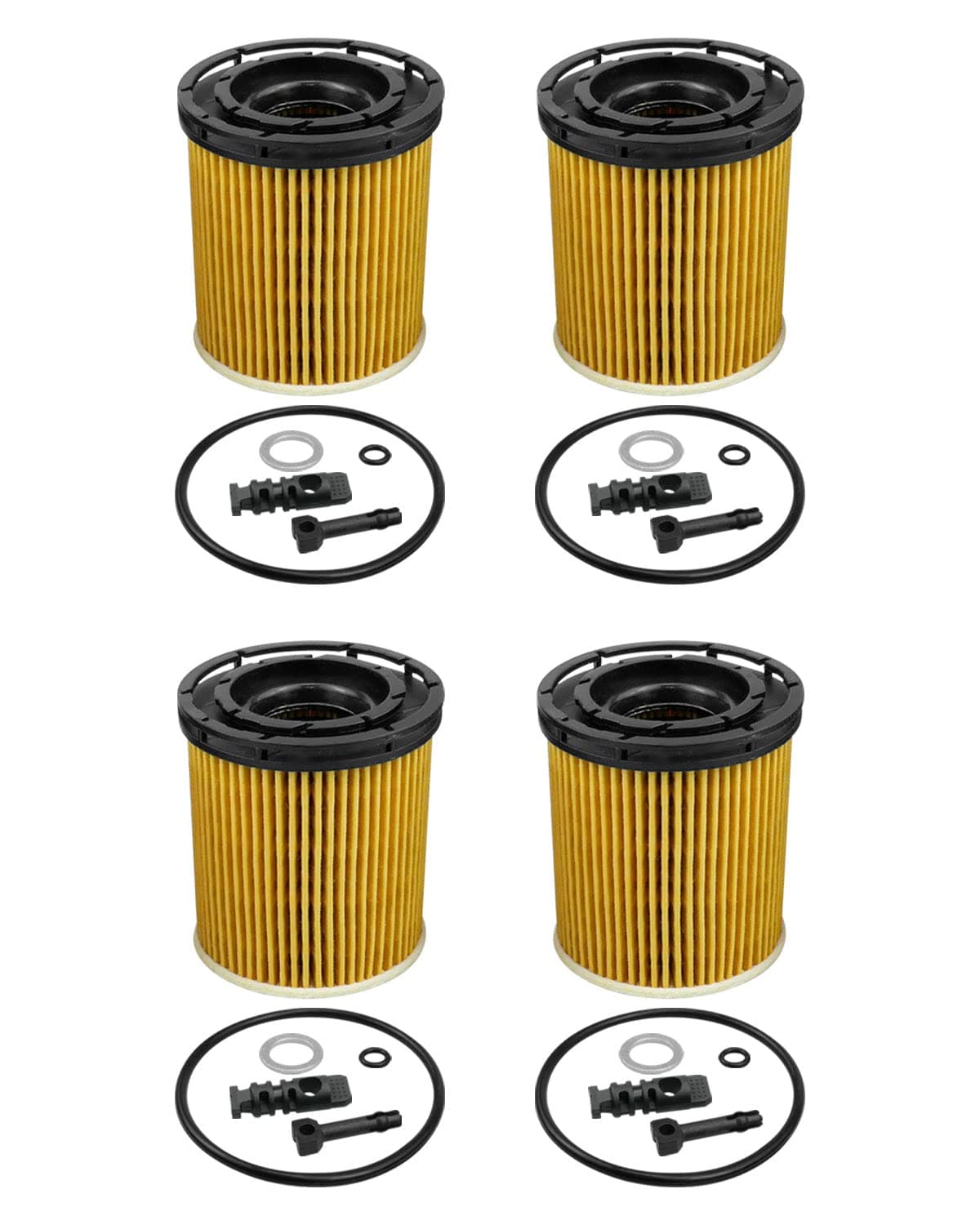 4Pcs Engine Oil Filter with Seals Fit for Hyundai Accent Elantra Kona Santa Sonata Venue Kia K5 Rio 2020-2022 Replace 26350-2M000