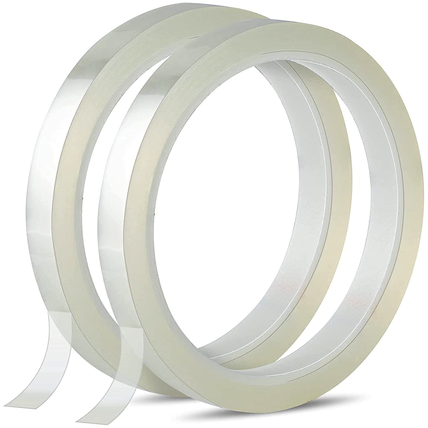 QDiShi 2 Rolls 10mm X 33m 108ft Clear Heat Tape, Heat Resistant Tape, Thermal Tape, Sublimation Tape, Heat Vinyl Press Tape, No Residue, High Temperature Tape for Sublimation with Dispenser, White