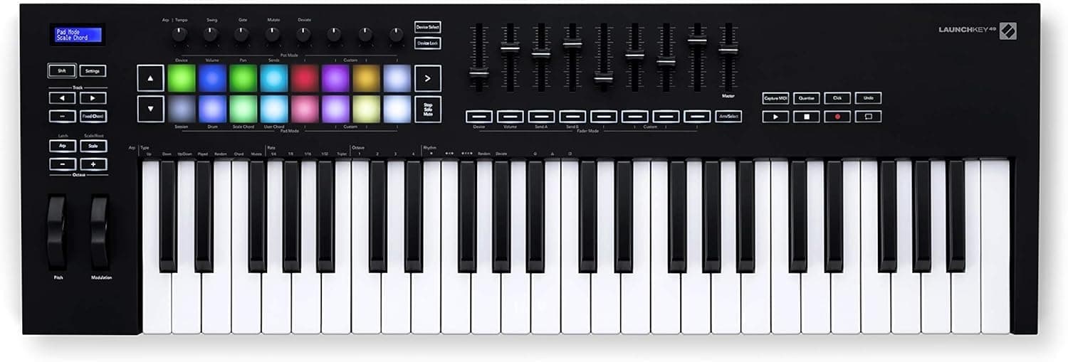 Novation Launchkey 49 [MK3] MIDI Keyboard Controller - Seamless Ableton Live Integration. Chord Mode, Scale Mode, and Arpeggiator — All the software you need for Music Production