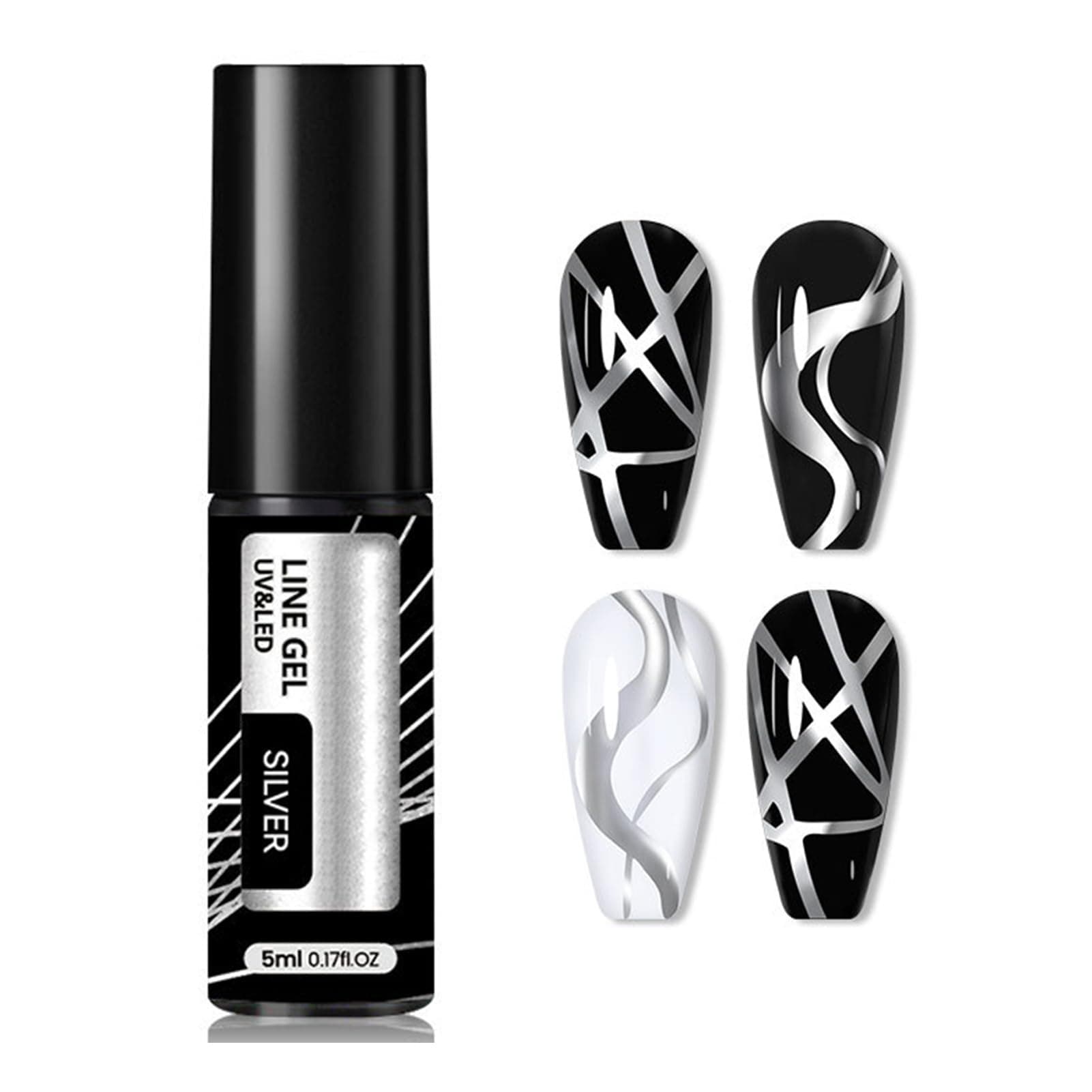 Silver Gel Nail Polish,Fast Coloring All-Season Nails DIY Mirror Gel - Salon Nail Decoration Products for Working, Home, Traveling, Gathering, Dating Adern