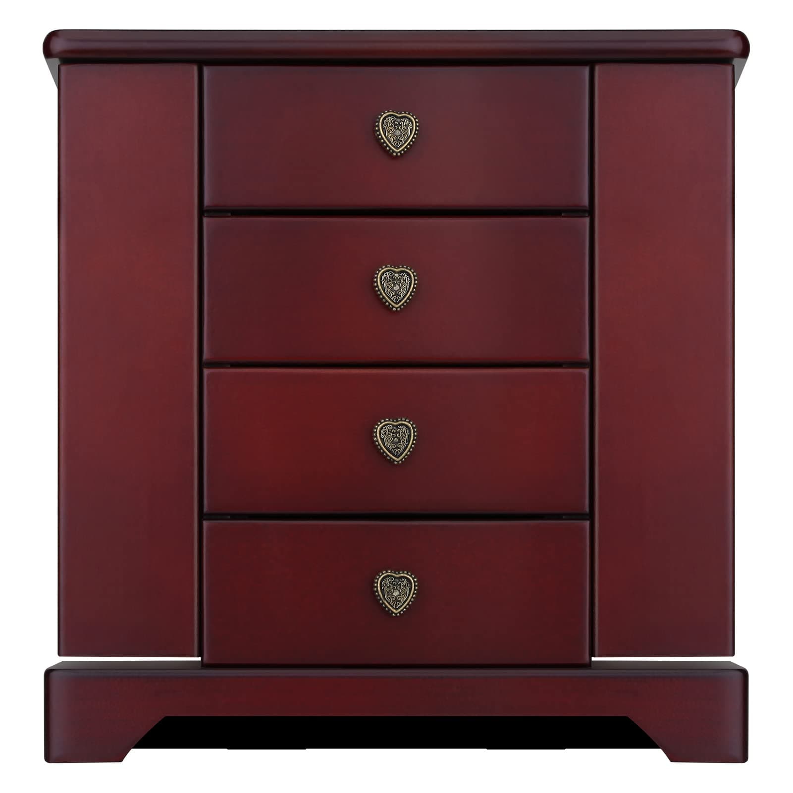 RR ROUND RICH DESIGN Jewelry Box - Made of Solid Wood with Cabinet Type 4 Drawers Organizer and 2 Doors on Sides - Dark Brown