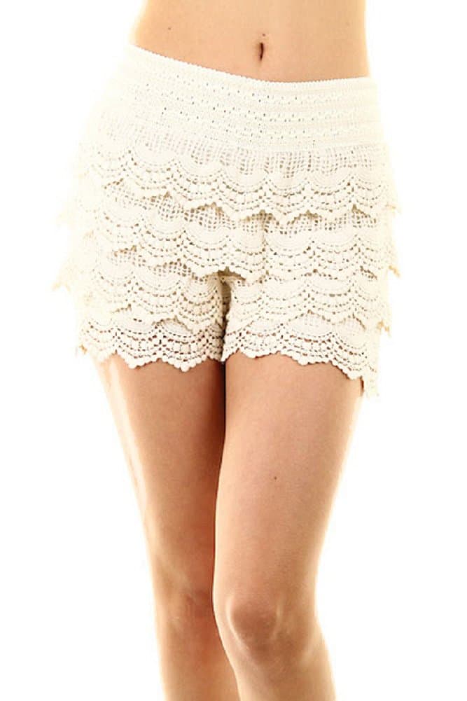 Nikki Women's Tiered Lace Crochet Shorts
