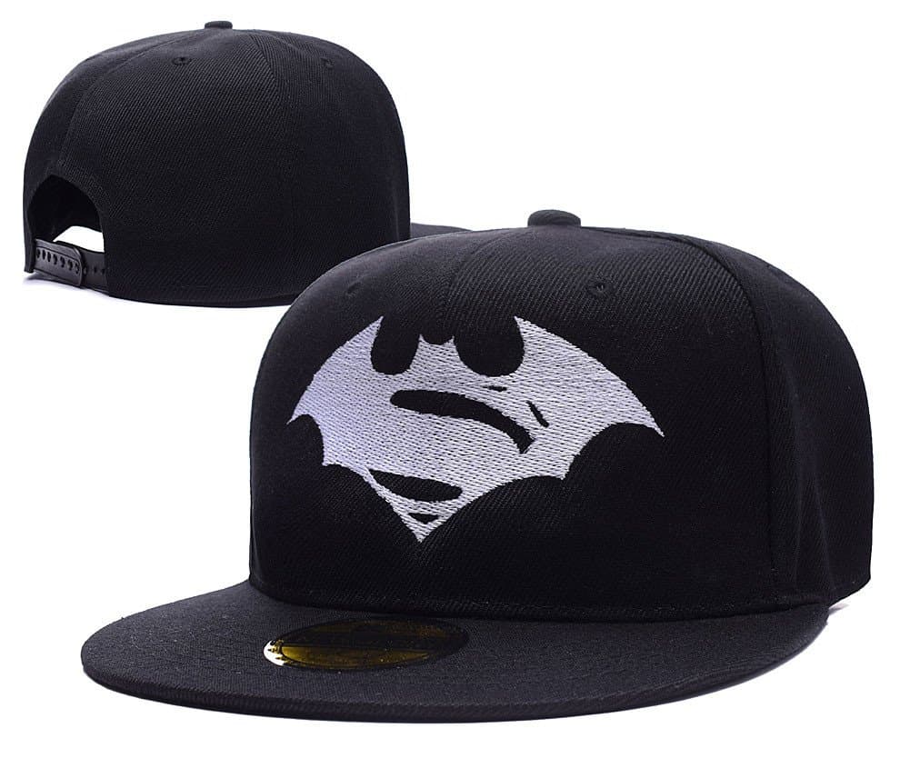 Superman Batman Logo Adjustable Snapback Embroidery Hats Caps Black