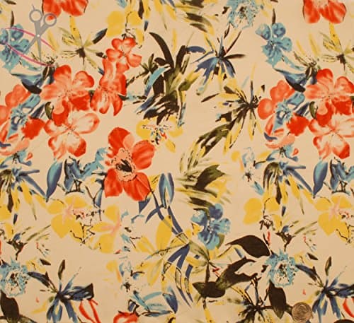 Islander Floral Print - Off White - Hi Multi Chiffon - By the Yard