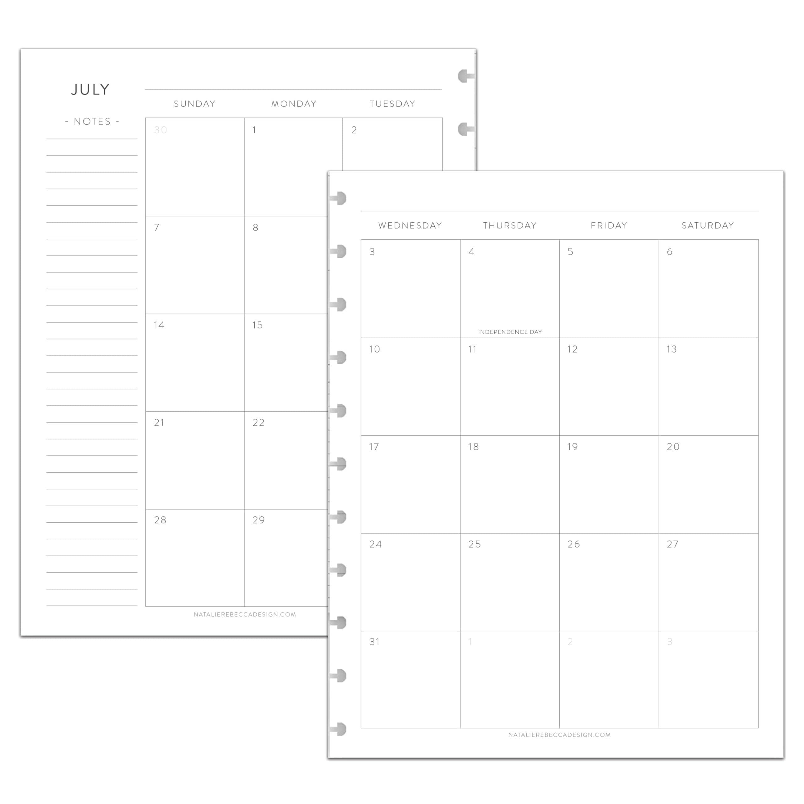 BetterNote July 2025 - June 2026 Academic Monthly Calendar Refill for Disc Notebook, School Dates, Fits Levenger Circa, Happy Planner, Arc, TUL (Classic, 11-Disc, 8.5"x11")