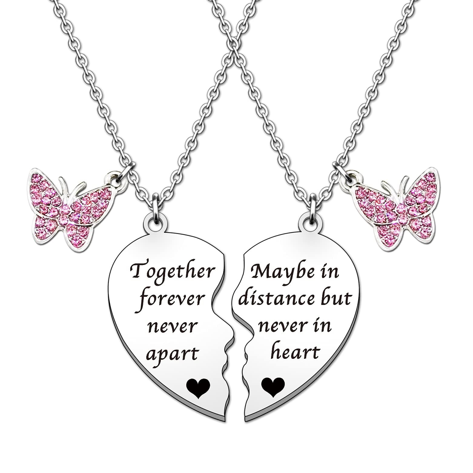 Best Friend Necklaces For 2 Girls Heart Necklace Set Gifts For Best Friends Birthday Christmas Long Distance Together Forever Never Apart Maybe In Distance But Never In Heart