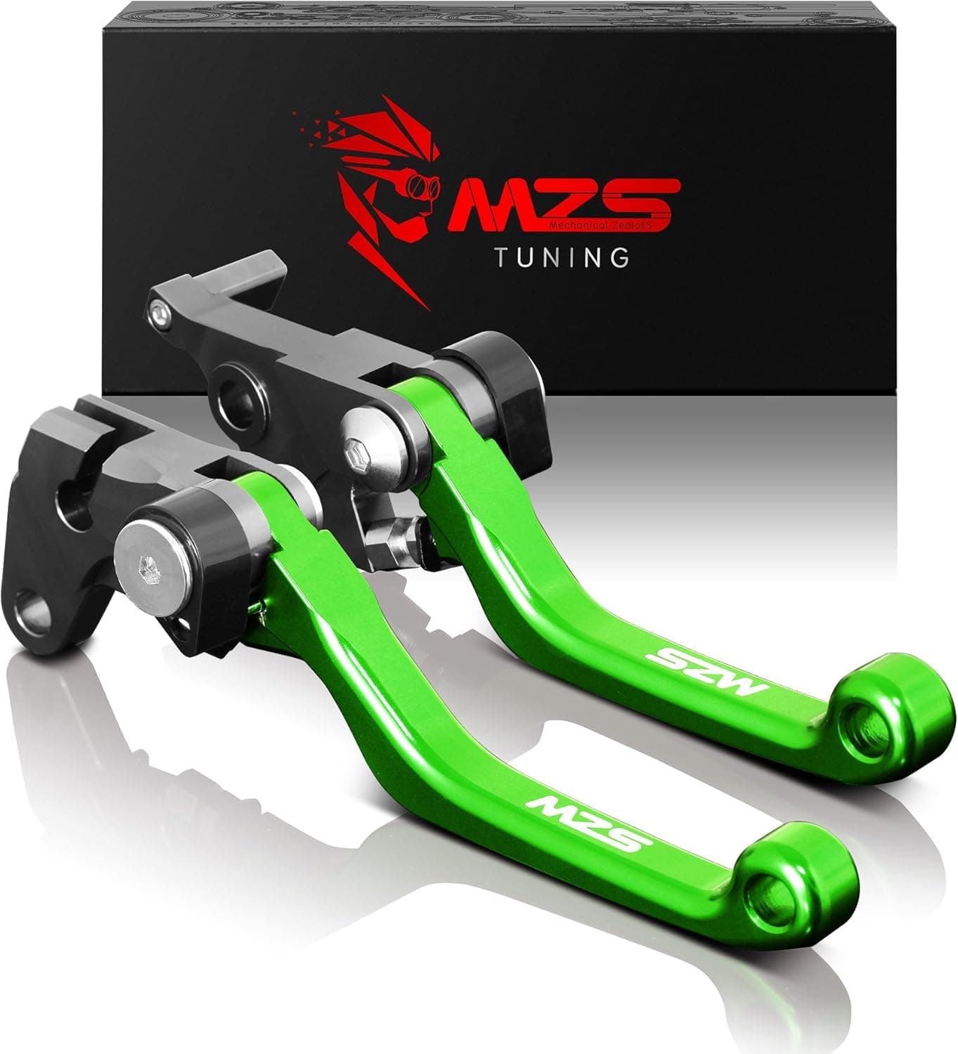 MZS Green Dirt Bike Brake Clutch Levers Pivot Adjustable CNC Compatible with KLX140R KLX140RF KLX140RL 2021-2025 / KLX140 2008-2021 / KLX140L 2008-2021 / KLX140G 2017-2021