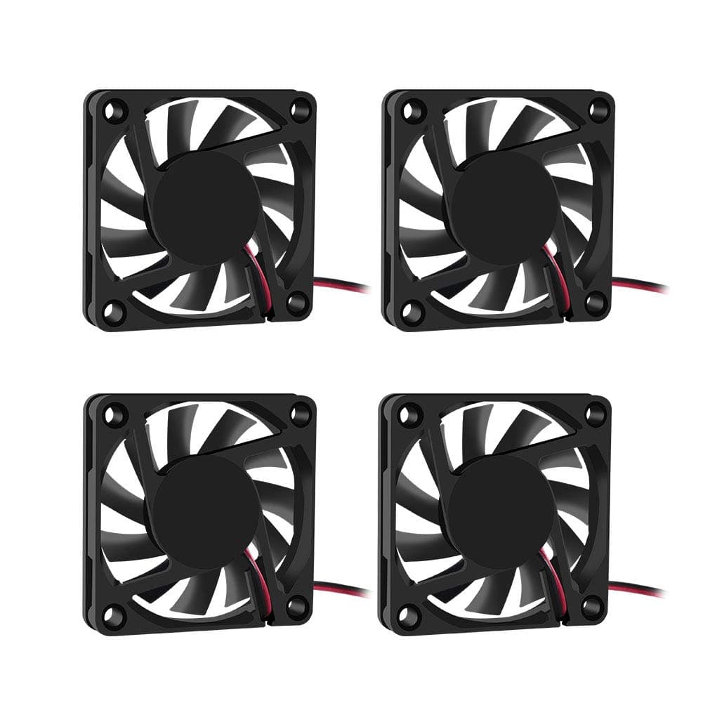 Fan 60x60x10 mm DC 12V 6010 Brushless Cooling Fan, Replacement Ball Bearing 60mm Fan for Cooling DIY PC Computer Case Fan - 2 Pin Case Fan (Pack of 4Pcs)