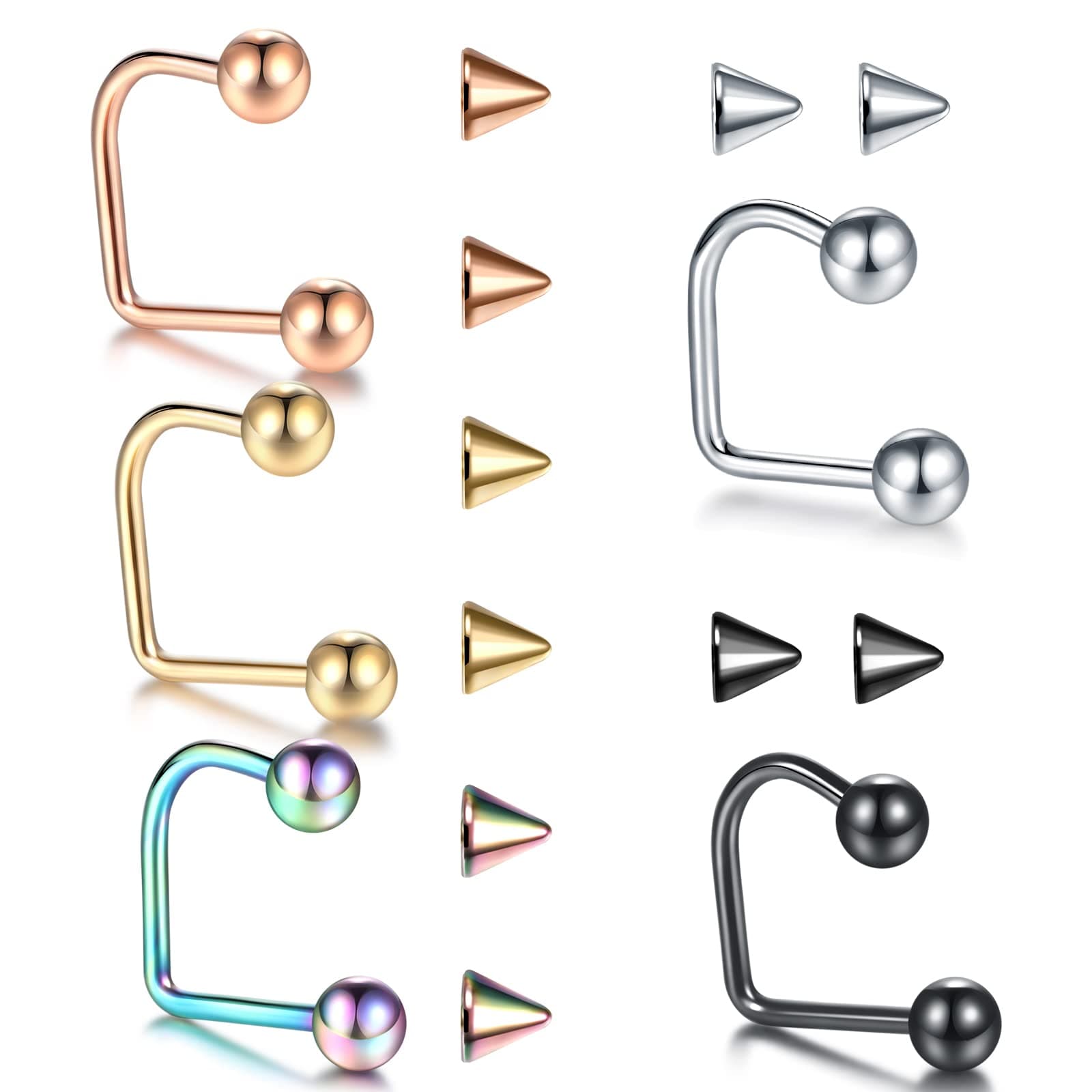 Aumeo16G Labret Monroe Lip Rings Stainless Steel Lippy Loop Labret Monroe Medusa Stud U Shaped Medusa Piercing Jewelry for Women Men 8mm 10mm