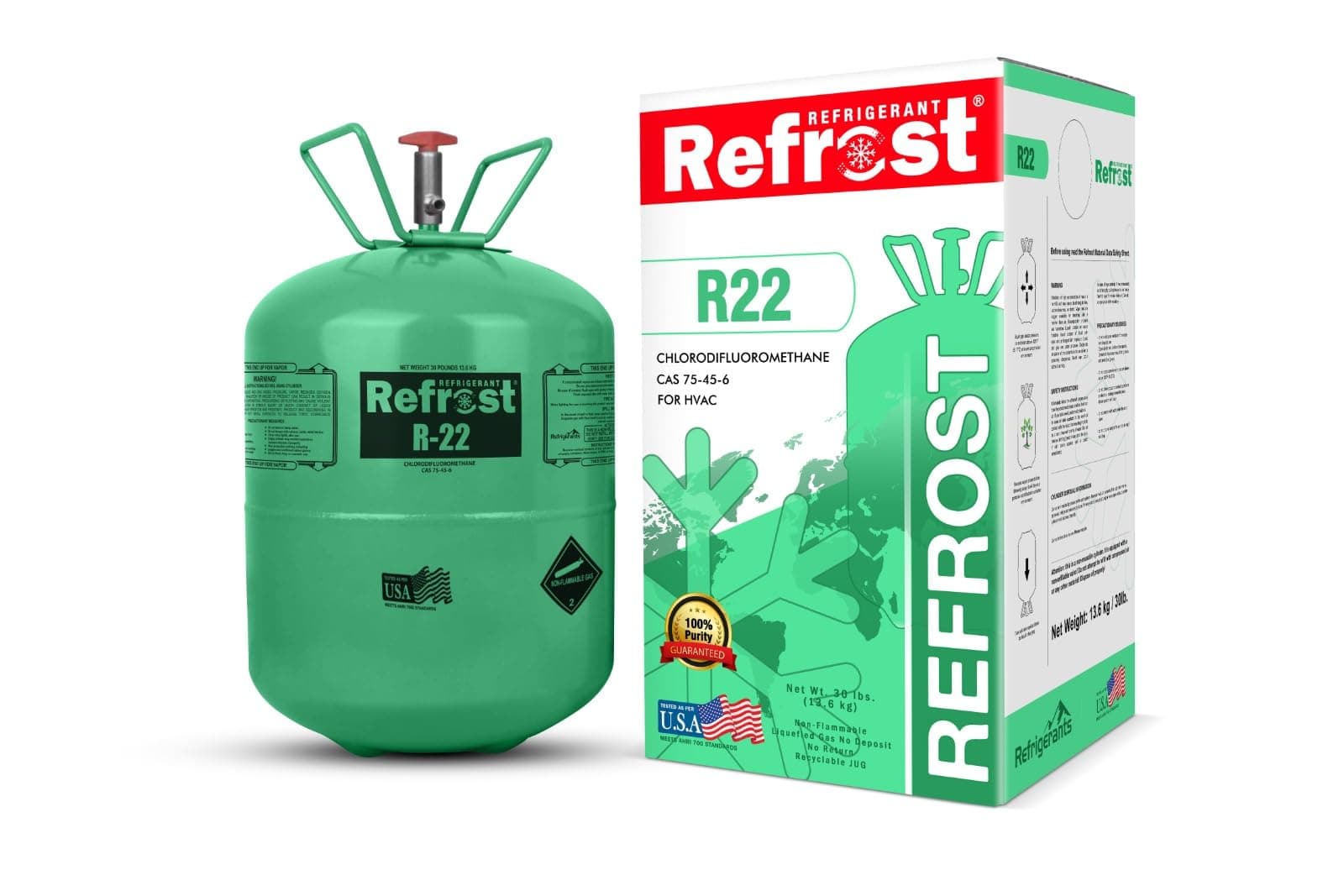 Refrost Refrigerant R22 For HVAC Disposable Cylinder 13.6Kg
