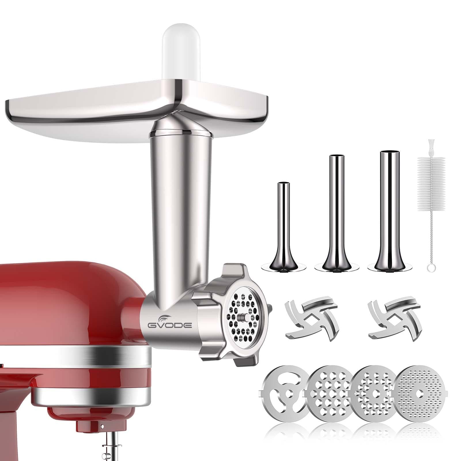 Metal Meat Grinder Attachment for KitchenAid Stand Mixer, Meat Grinder for Kitchen Aid Includes 4 Grinding Plates, 3 Sausage Stuffer Tubes, 2 Grinding Blades, Food Grinder Attachment for KitchenAid