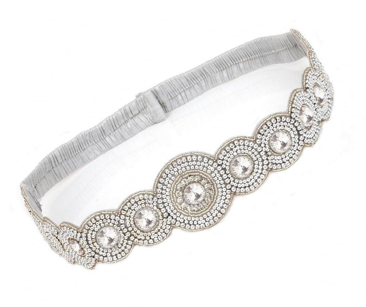 Fashions Kamar Chain stretchable Cloth White Kamarbandh kamarpatta Silver Waist Belt ootiyanam Half Saree Lehanga for women