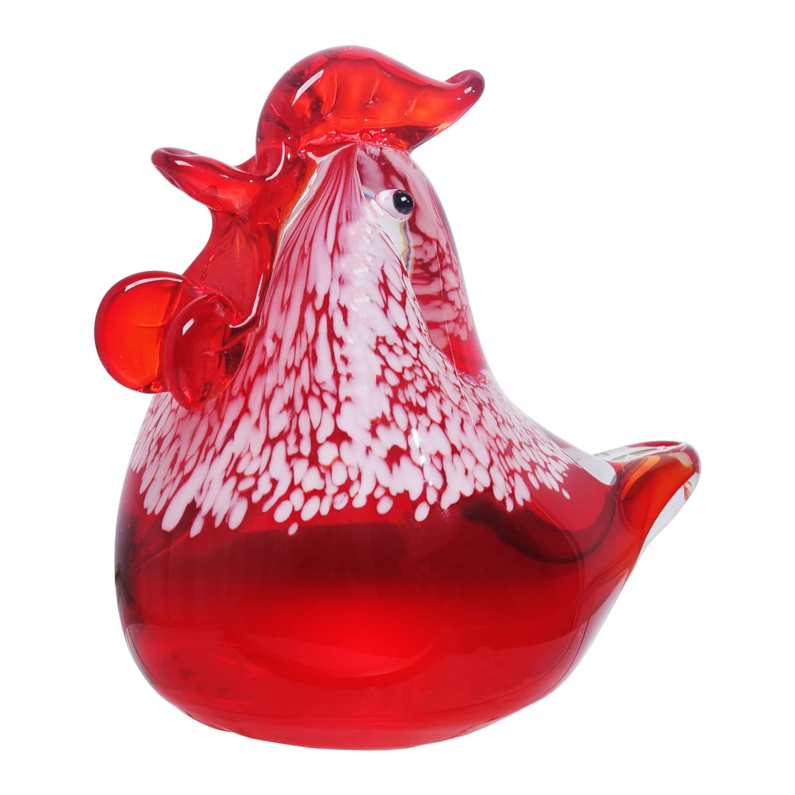 LONGWINHand Blown Glass Chicken Sculpture Handmade Art Glass Rooster Animal Figurine Home Decoration Ornament