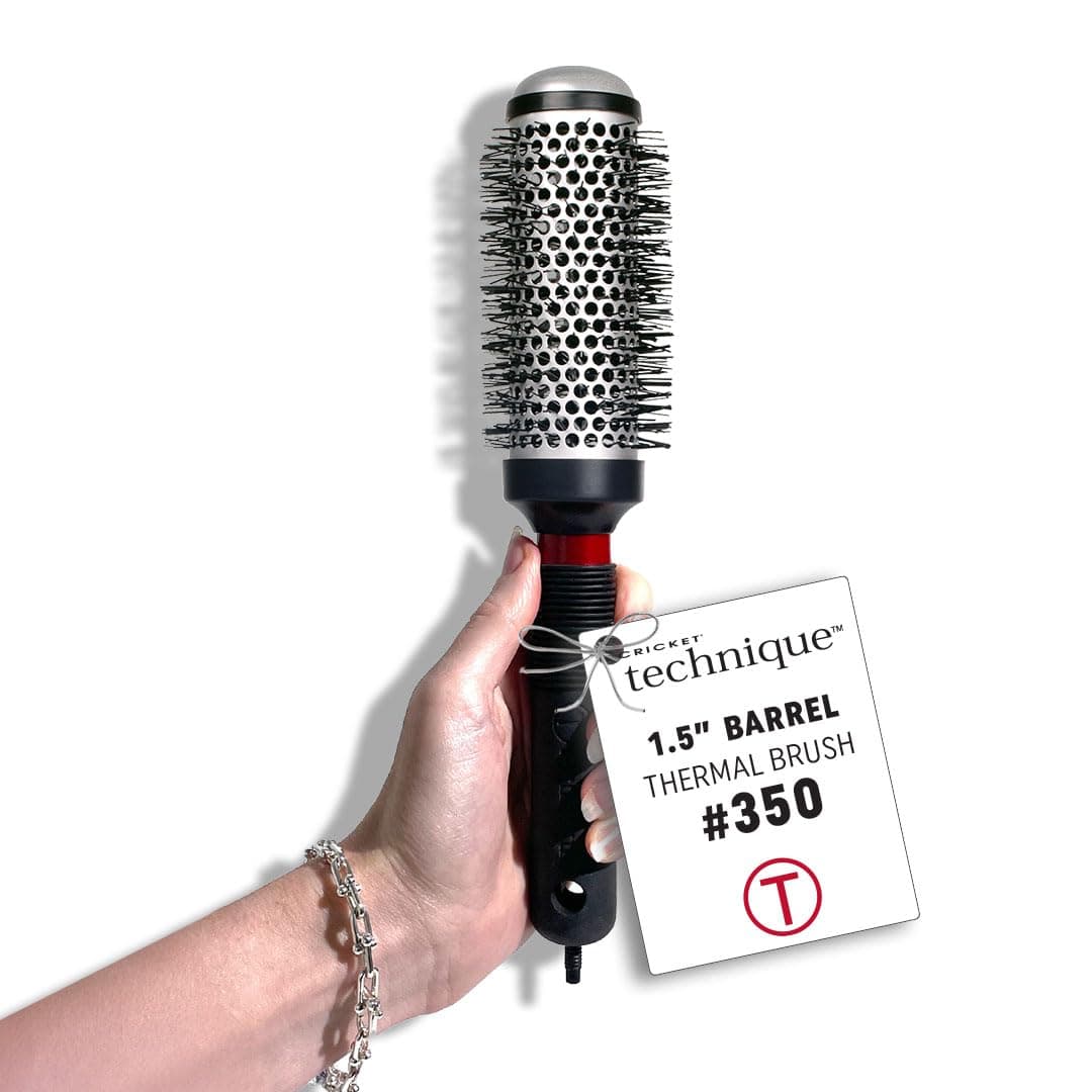 Technique Thermal Hair Brush #350 1.5” for Curling, and Styling – Heat-Retaining Barrel with Anti-Static Tourmaline Bristles, Round Thermal Brush, Ideal for All Hair Types