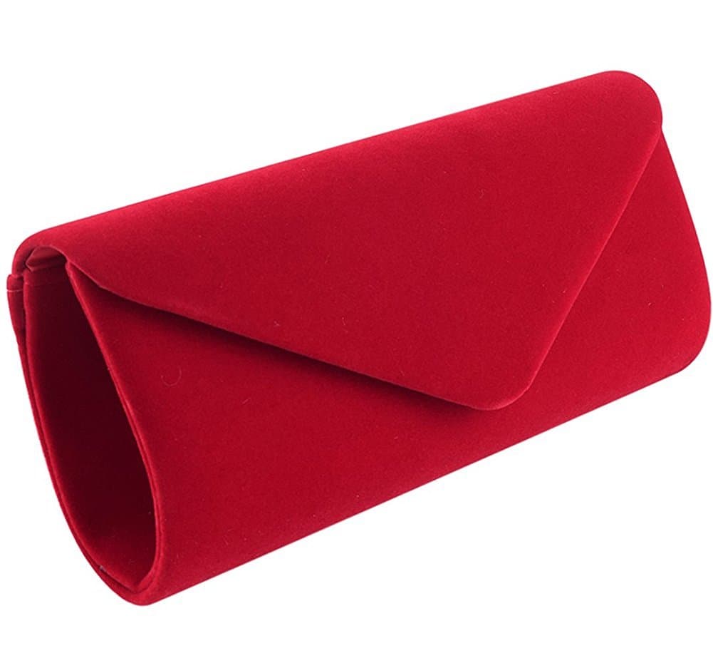 Women Evening Bag Clutch Purse, Handbag With Detachable Chain Strap for Wedding Cocktail Party Velvet Solid Color