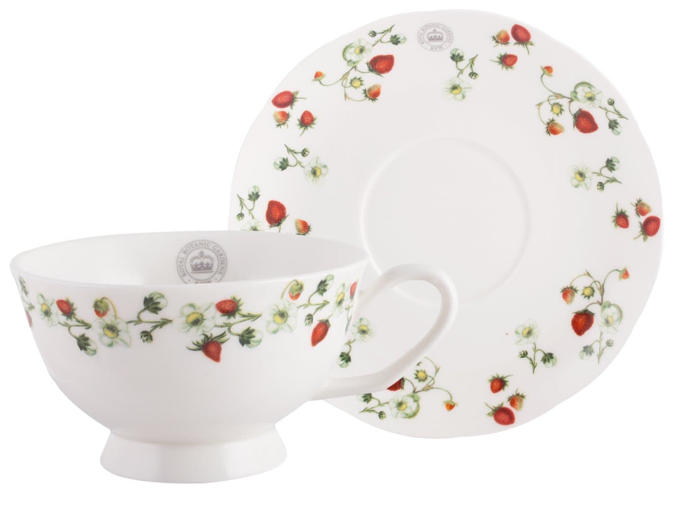 Royal Botanic Gardens, Kew “Strawberry Fayre” Tea Cup and Saucer Set, 200 ml (6 fl oz)