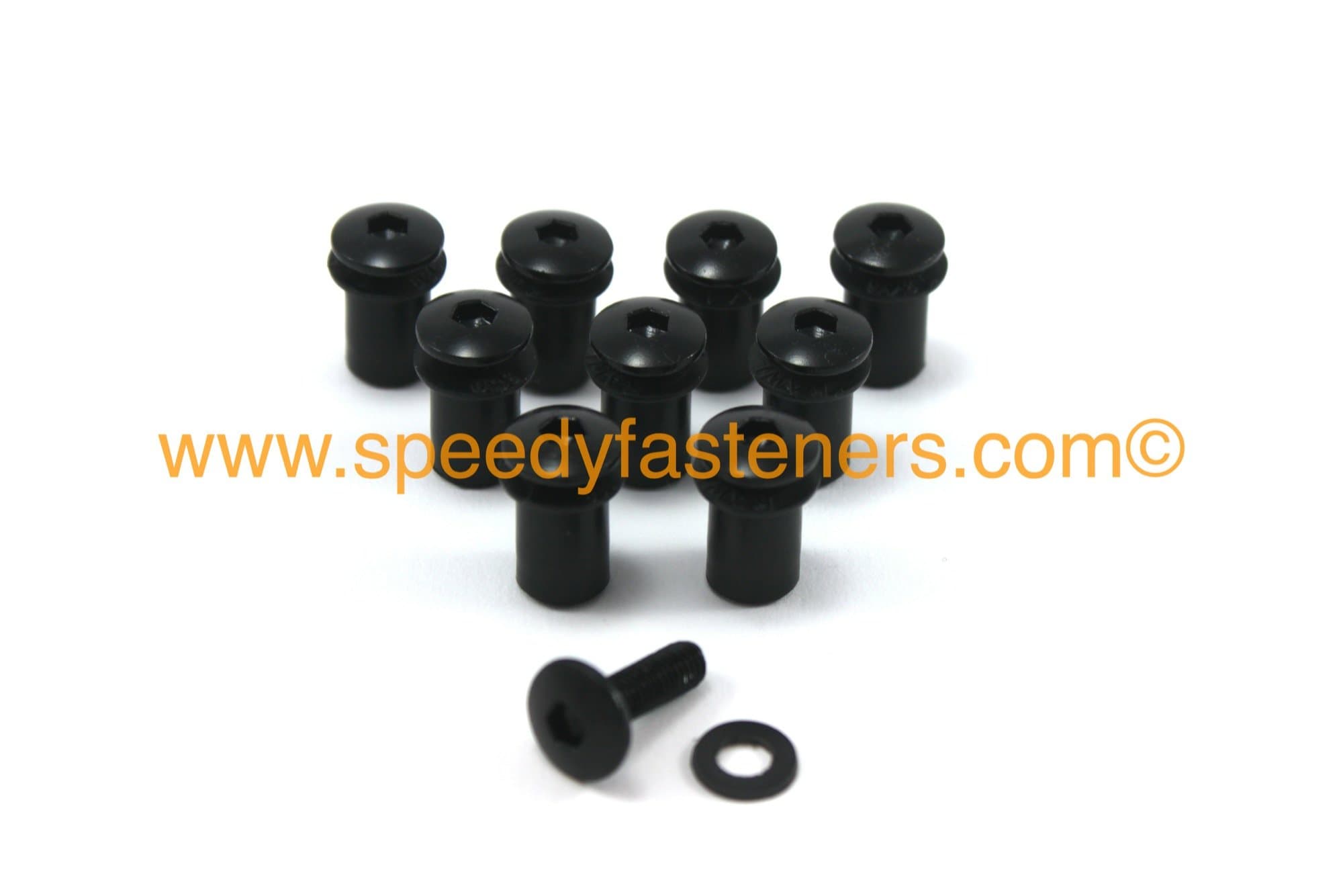 Black Aluminium Motorcycle Wind Screen Windshield Bolts Washers & Well nuts 10 Piece Kit