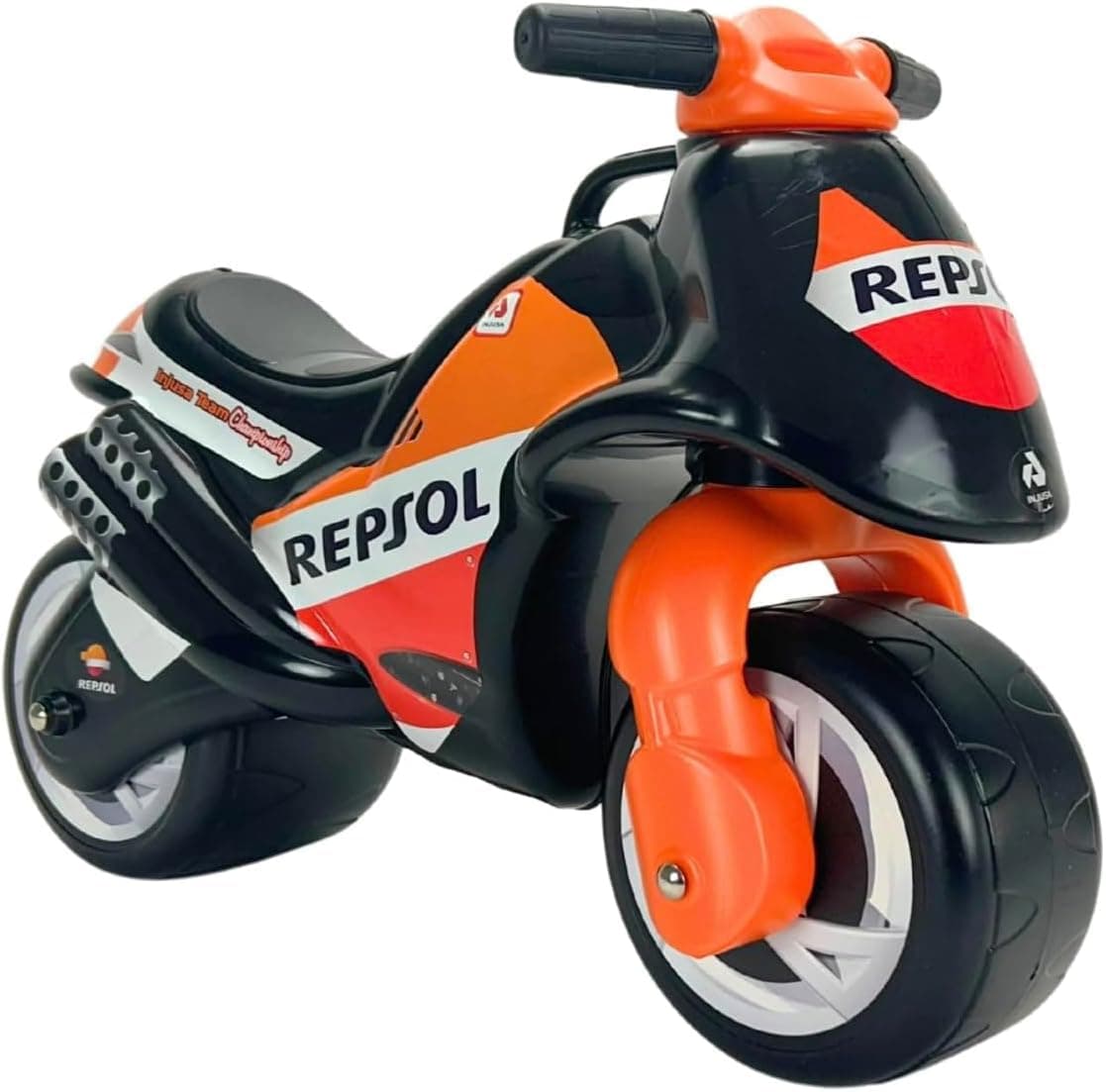 INJUSA - Neox Repsol Moto Ride-on, for Children +18 Months, with Permanent and Waterproof Decoration, Wide Plastic Wheels and Carrying Handle, Black Colour