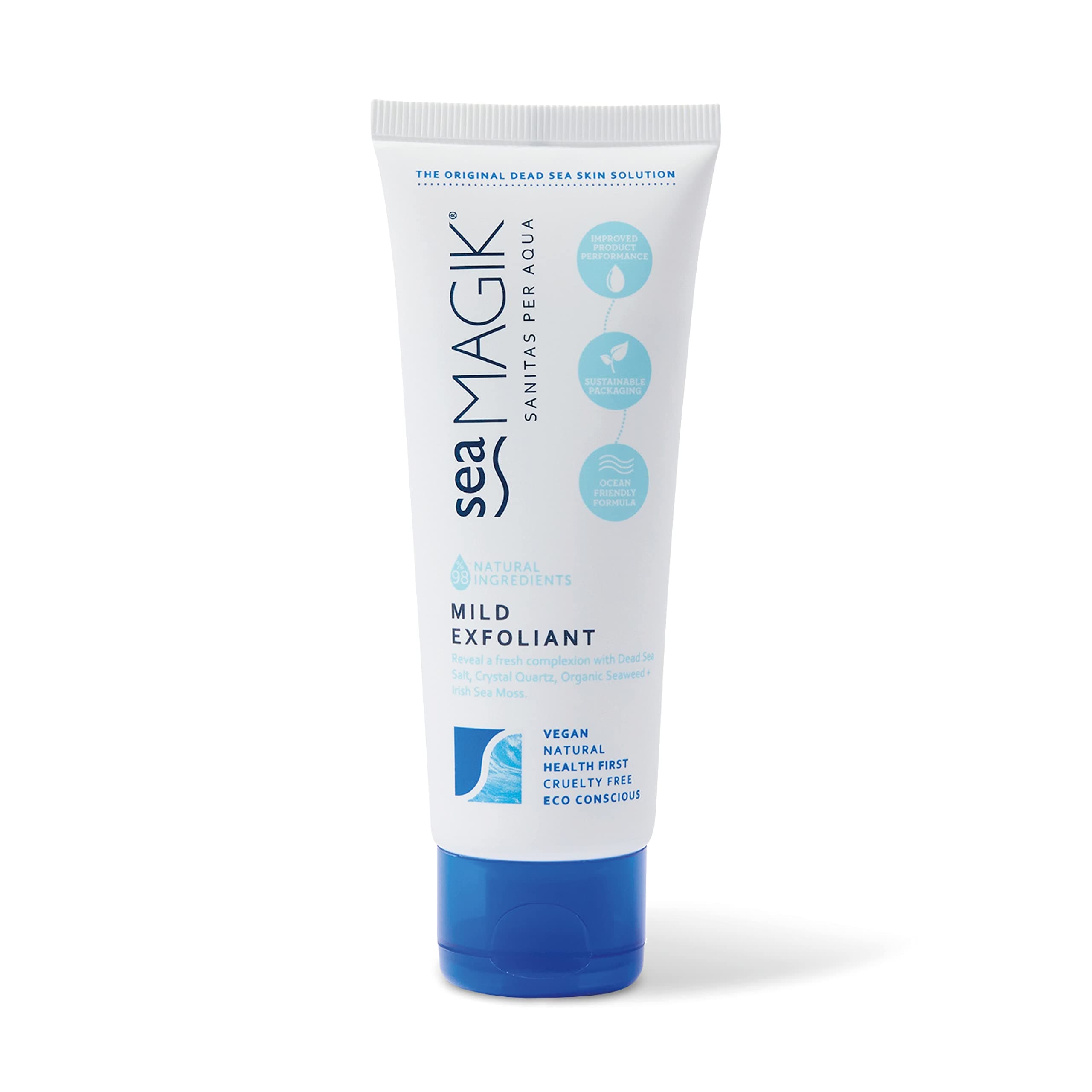 Face Scrub Exfoliator, Soothing and Replenishing, Infused with Hydrating Dead Sea Salt and Salicylic Acid, Moisturising, Suitable for All Skin Types, Vegan, Cruelty Free (75ml)