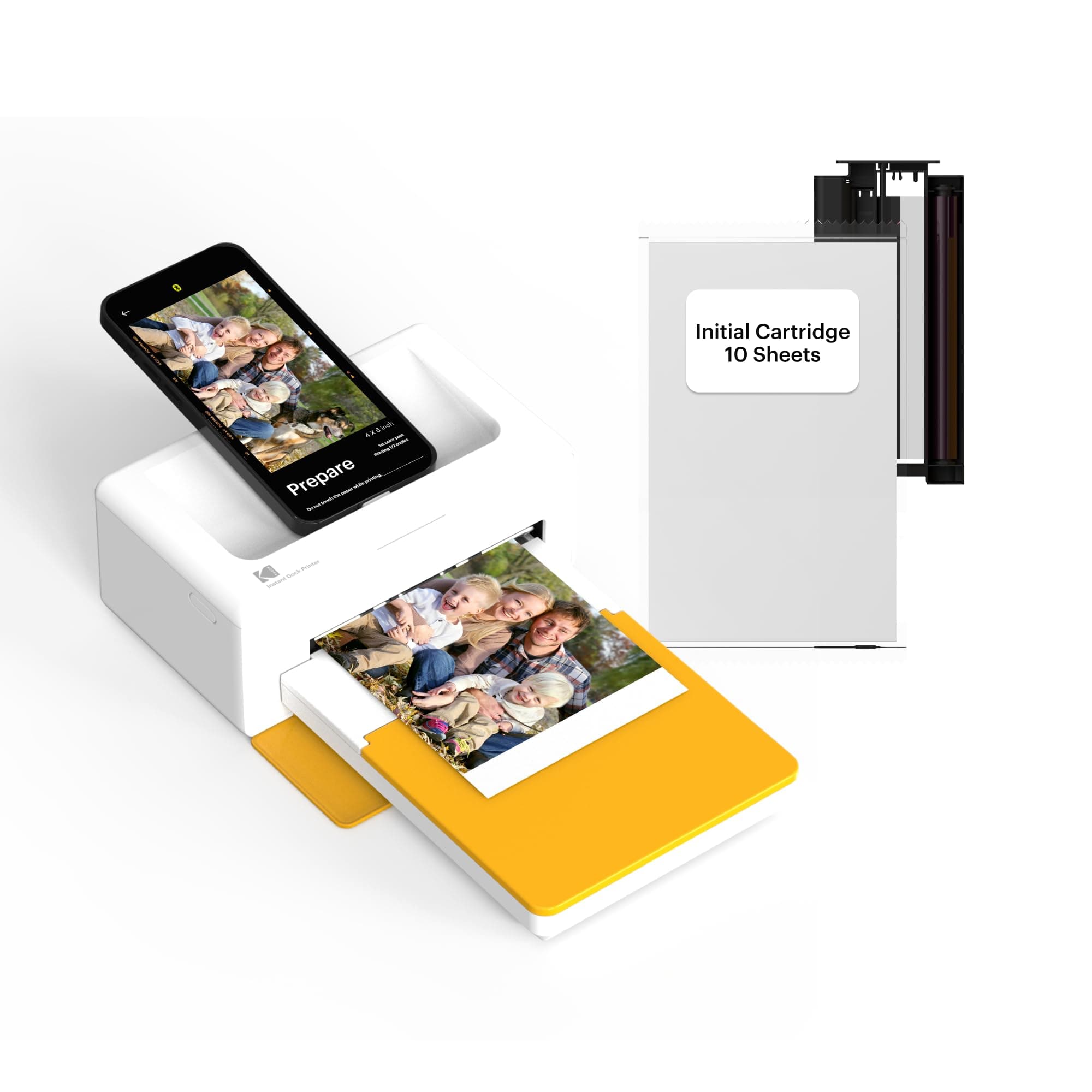 KODAK Dock Plus 4x6'' Photo Printer, 10 Sheets, Docking & Bluetooth Smartphone Printer for iPhone & Android, Instant Color Prints, 4PASS Dye Sublimation