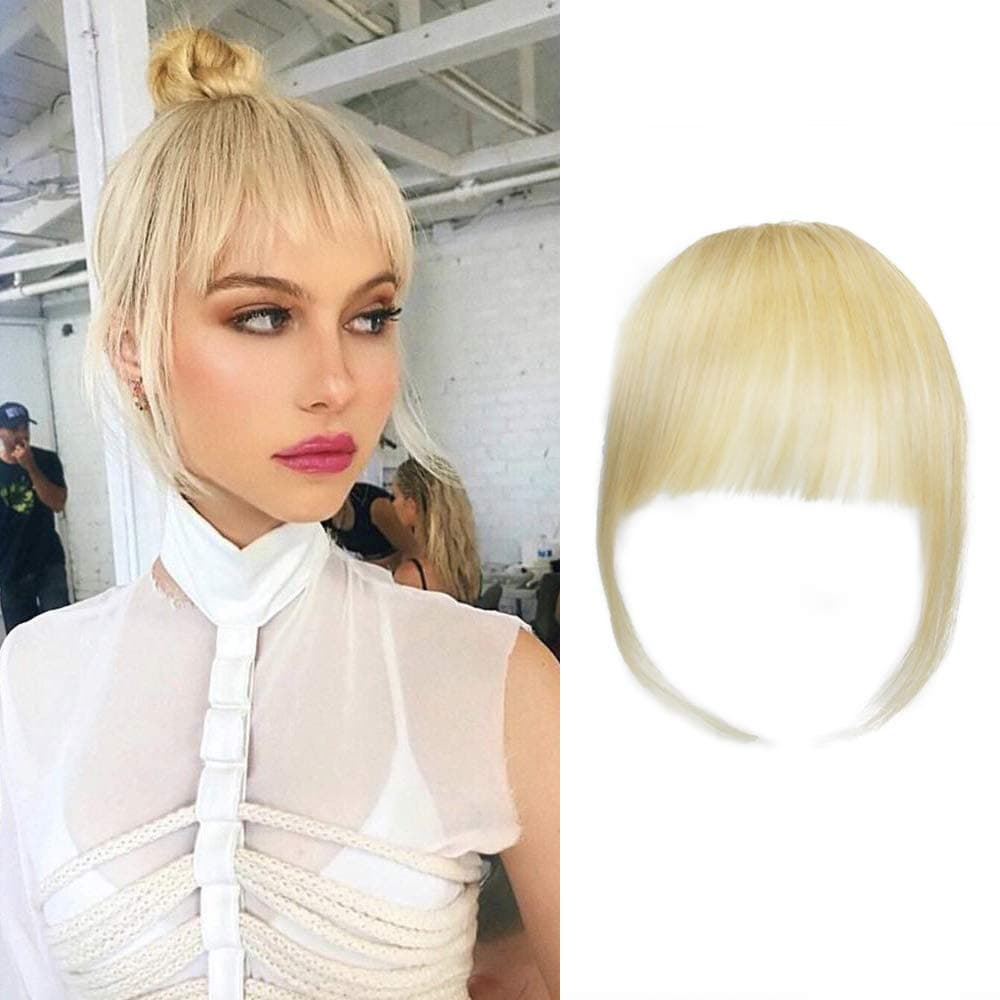 Shinon Hair Clip on Bangs Human Hair Extension Wispy Blonde Colour Hair Fringe