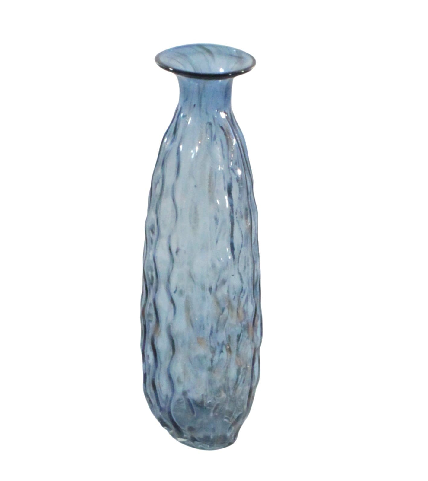 PA GLASS CO. 15.5-Inch Wave Glass Vase - Blue & Gold 13083