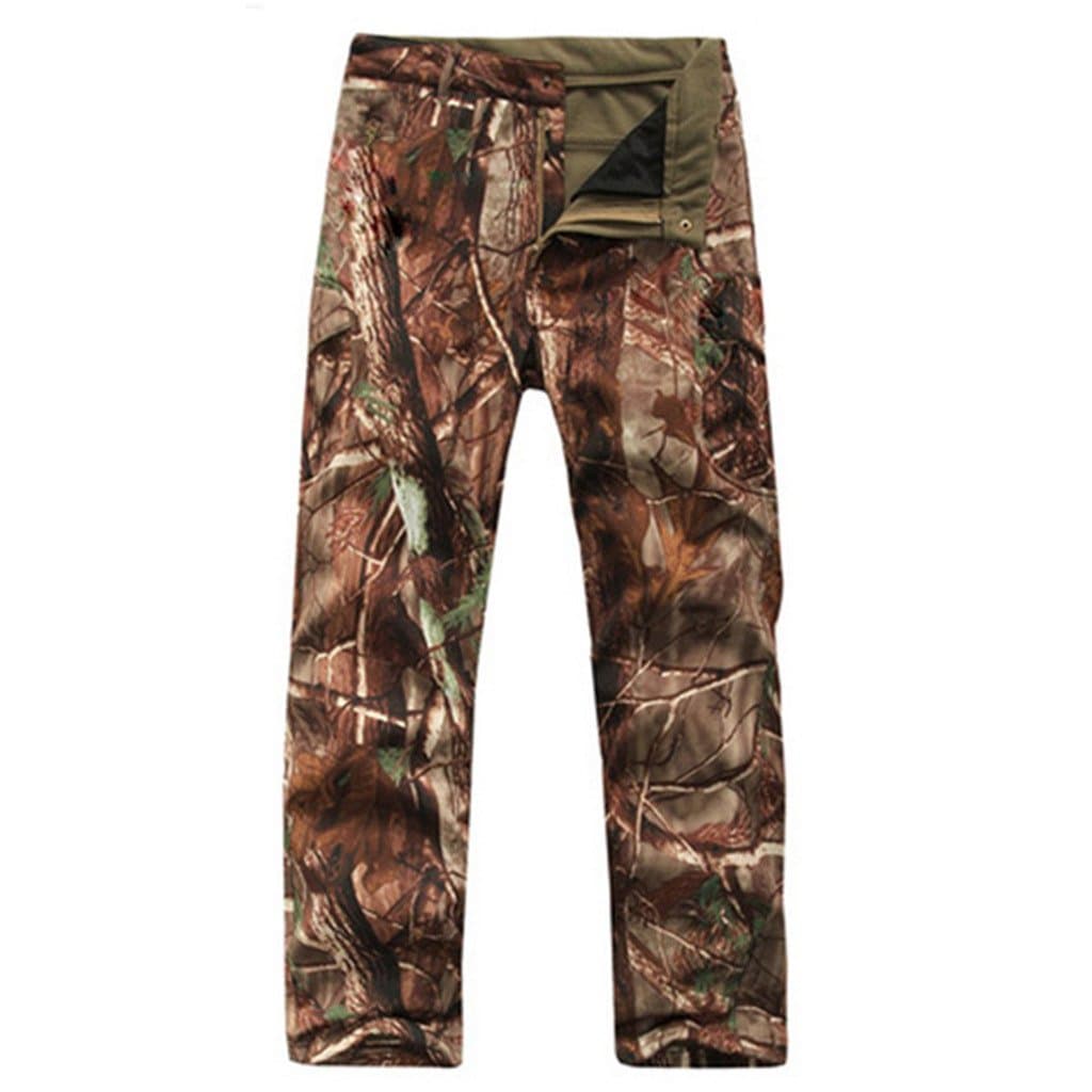 Men's Military Tactical Hunting Pants Fleece Softshell Trousers Tree Camo S