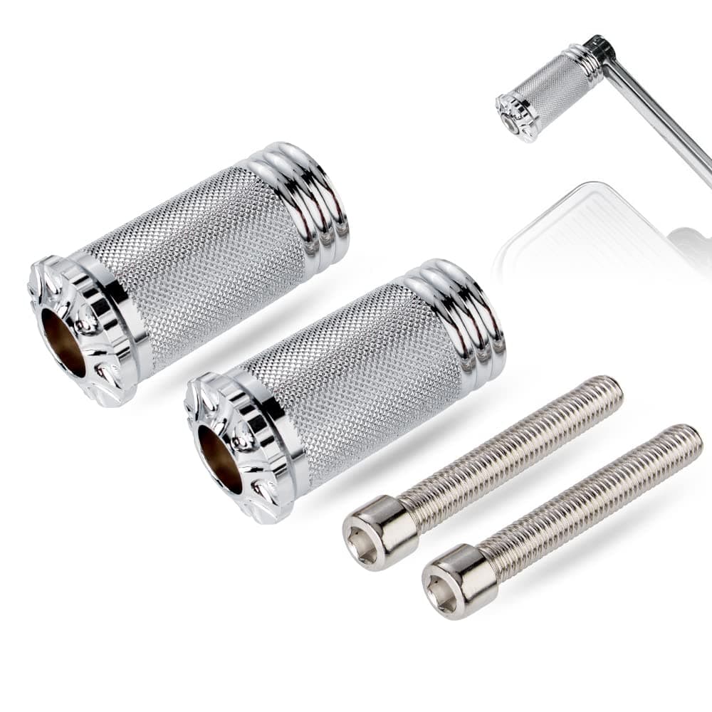 KICRY Shifter Peg Motorcycle Shift Lever Black CNC Billet Foot Pegs Compatible with Harley Dyna Sportster Softail Street Road Glide Touring (Chrome-A)