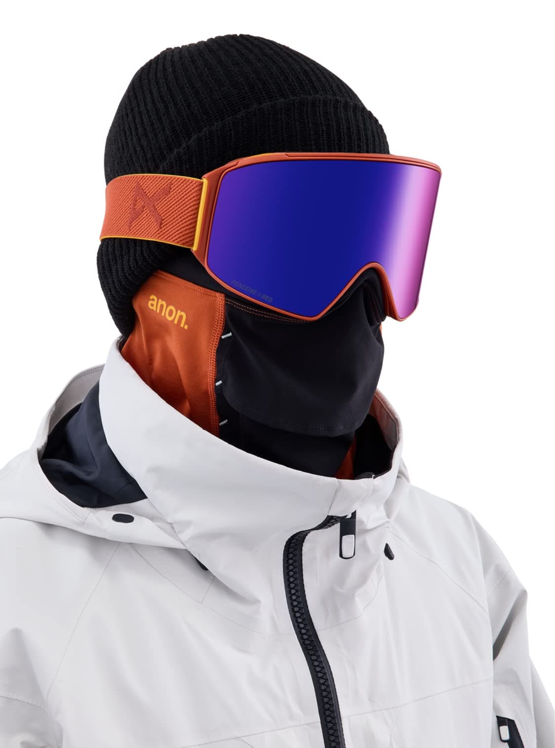 Anon M4 Cylindrical Goggles + Bonus Lens + MFI® Face Mask - Low Bridge Fit, Frame: Amber, Lens: Perceive Sunny Onyx (6% / S4), Spare Lens: Perceive Variable Violet (34% / S2)