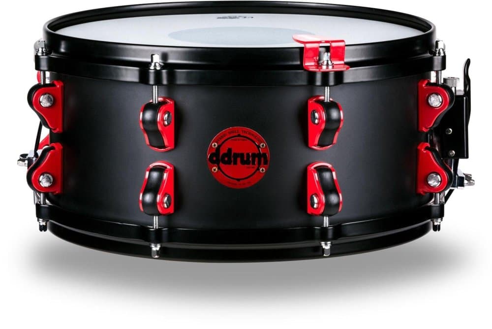 ddrum Hybrid Snare Drum with Trigger - 6 inches x 13 inches, Satin Black with Red Hardware
