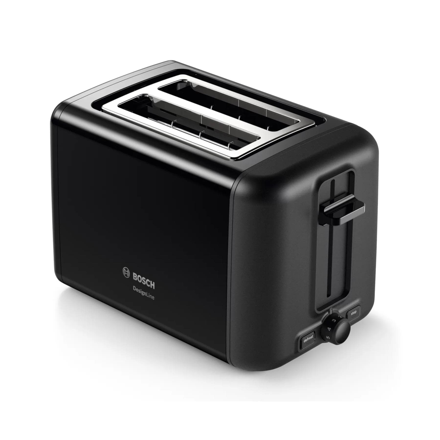 Bosch DesignLine Stainless Steel Toaster, Two Slice - Black, TAT3P423GB, 1 Year Manufacturer Warranty
