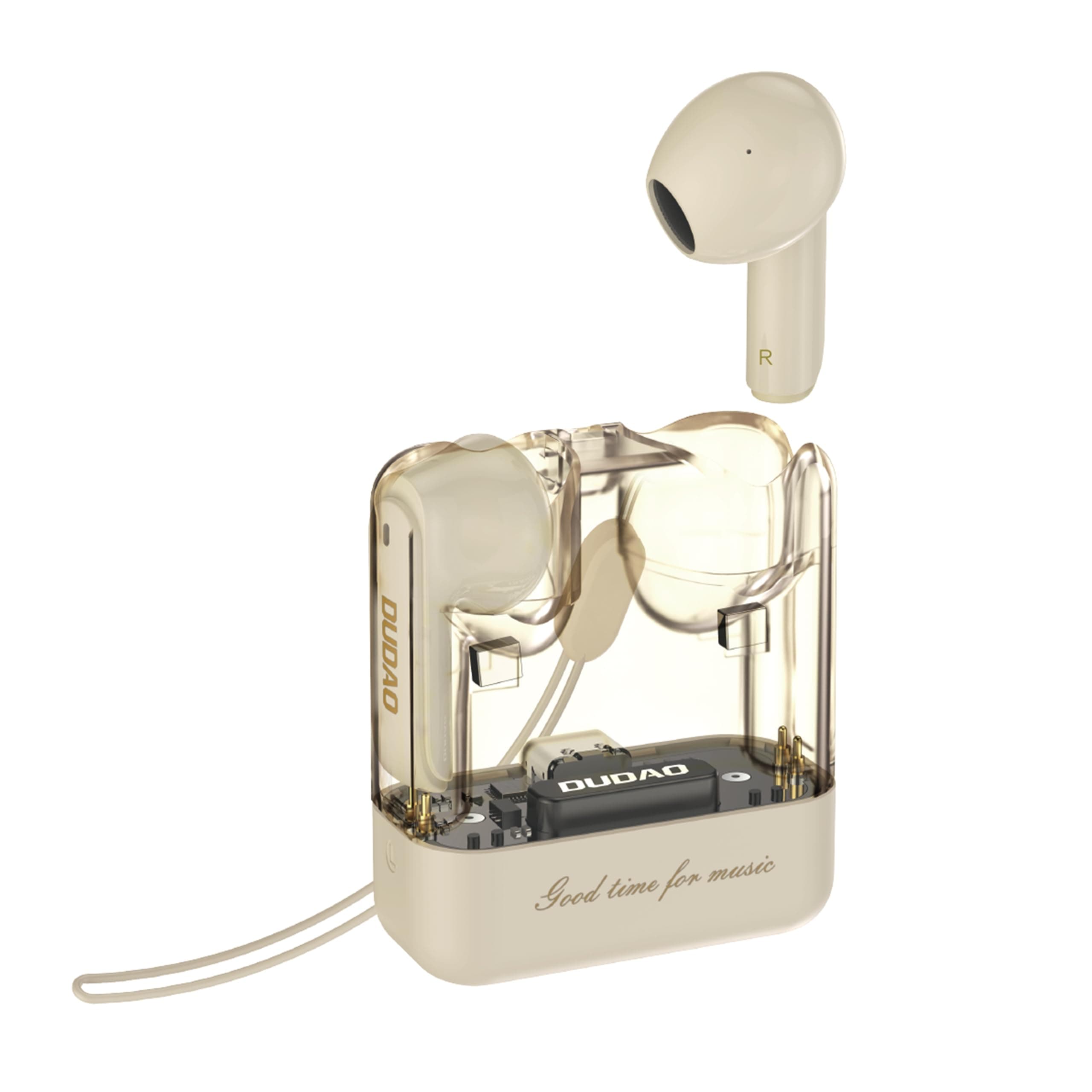 Dudao U18Pro Wireless Earbuds With Hi-Res & Ldac,43Db Hybrid Active Noise Cancelling B.Tv 5.3 With 6 Mics,Playtime 52 Hrs,Dual Mode Ip45 Rated,Transparency Mode Rgb Lights (Almond)-In Ear,Multicolor